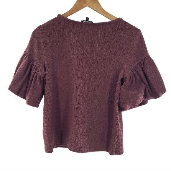 Express Ruffle Short Sleeve Blouse Mauve Sz Small - Picture 4 of 4